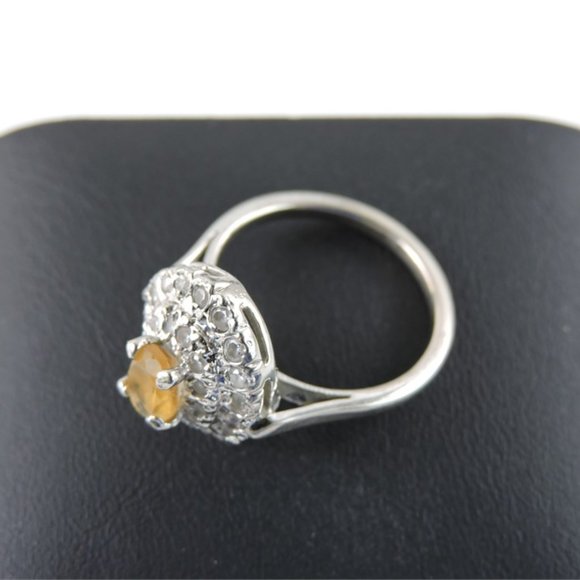 Cubic Zirconia & Oval Cut Yellow Stone Fashion Ring - Picture 5 of 5
